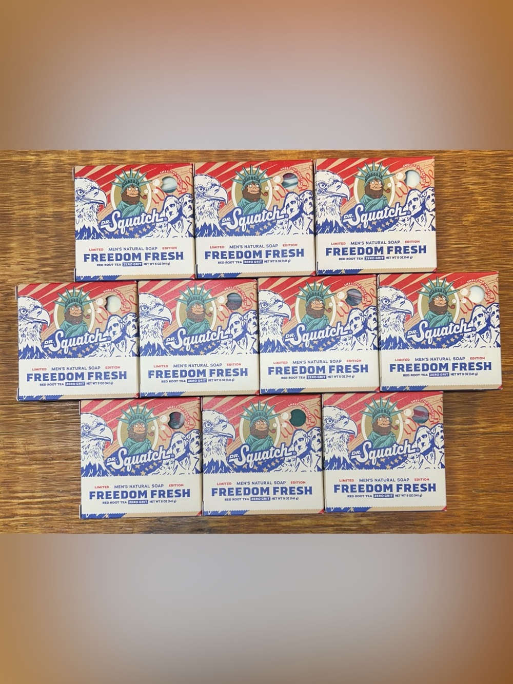 Dr. Squatch Freedom Fresh Natural Soap Lot of 10- Blue/Red Pack